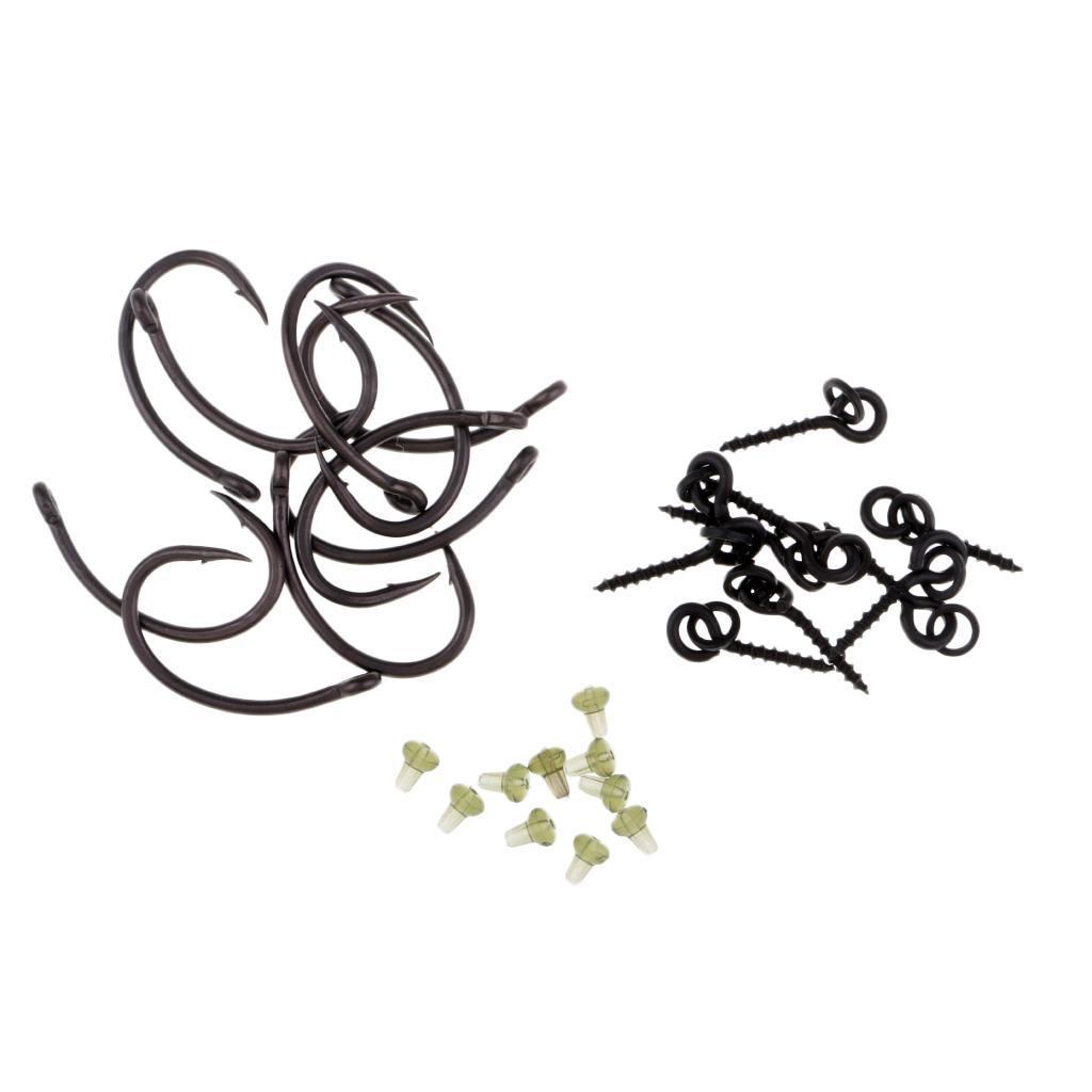 30pcs Bait Screws with O Rings, Carp Rig Ring Stops Rubber Hook Stops Carp Fishing Hooks Chod Rigs