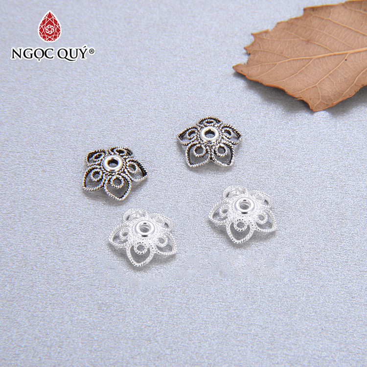 Charm bạc chụp hạt hoa 5 cánh - Ngọc Quý Gemstones