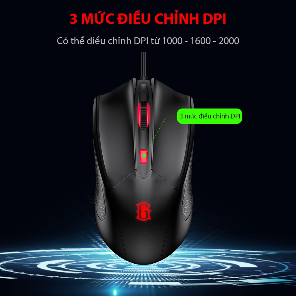 Chuột Máy Tính Gamen GM100 Chuột Gaming Đèn Led RGB 2000 DPI di chuột chuẩn xác chuyên game - Hàng Chính Hãng