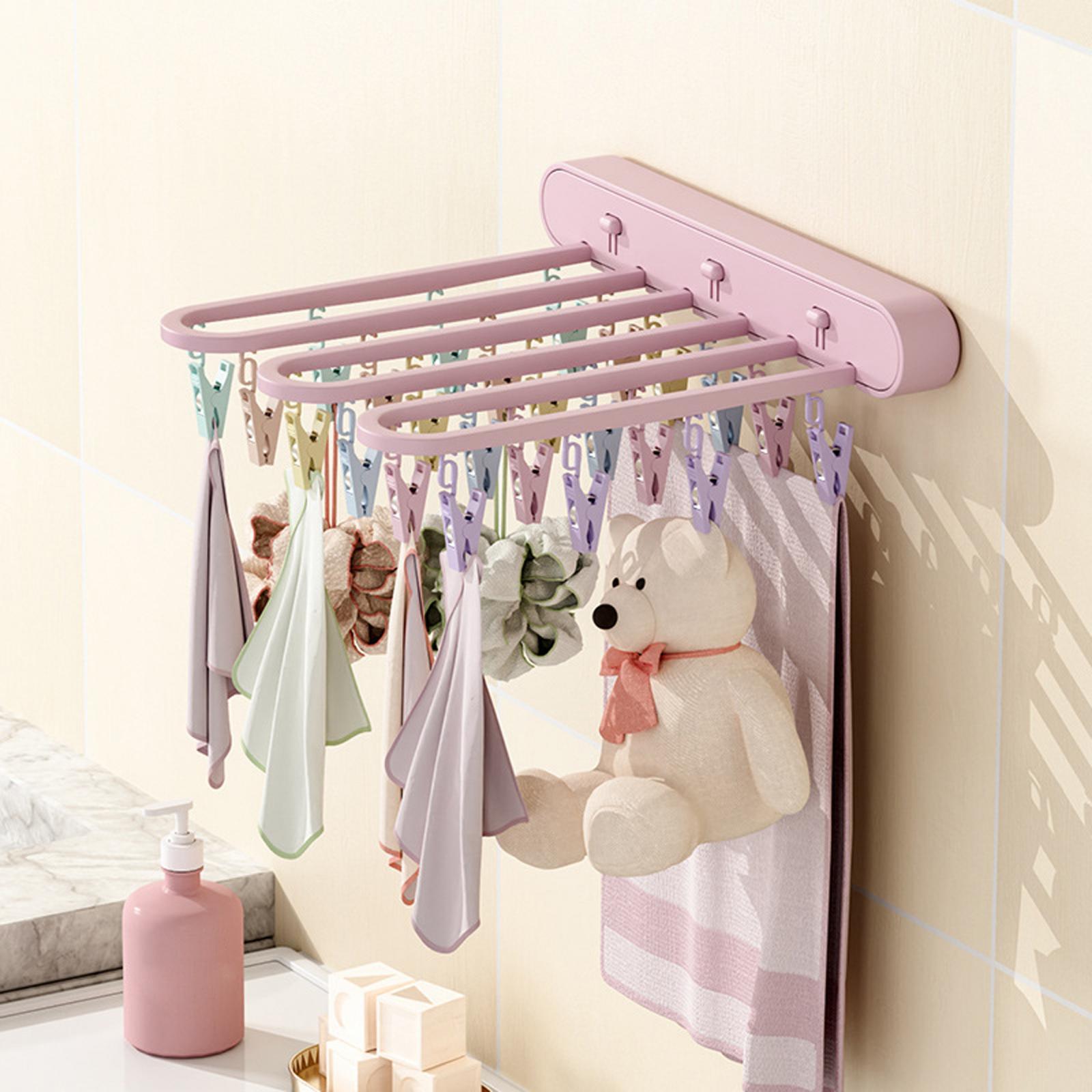 Socks Hanger Clothing Hanger Support Hanger Laundry Clip Stable Organization with 24 Clips Underwear Hanging for Outdoor Skirt Indoor Pants