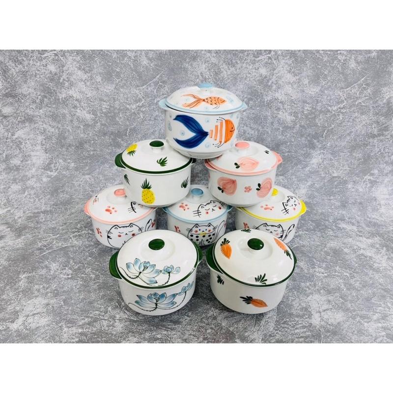 Thố chưng yến/bát súp sứ Bát Tràng 600ml