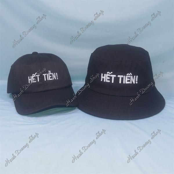 Set Nón Cặp Bucket & Cap Hết Tiền (HET01); (KHT01) - Đen