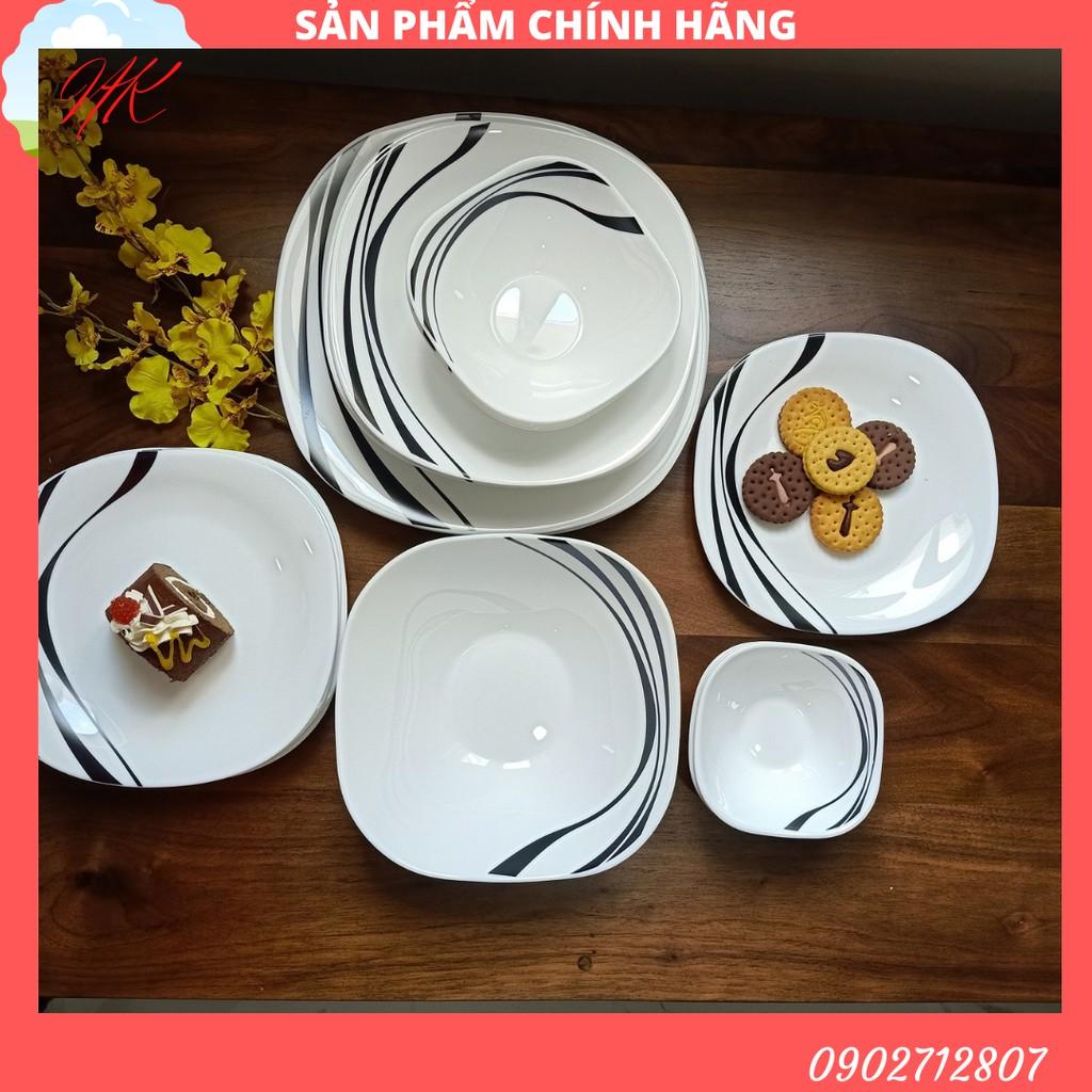 Bộ chén đĩa thủy tinh vuông Midnight 14 món