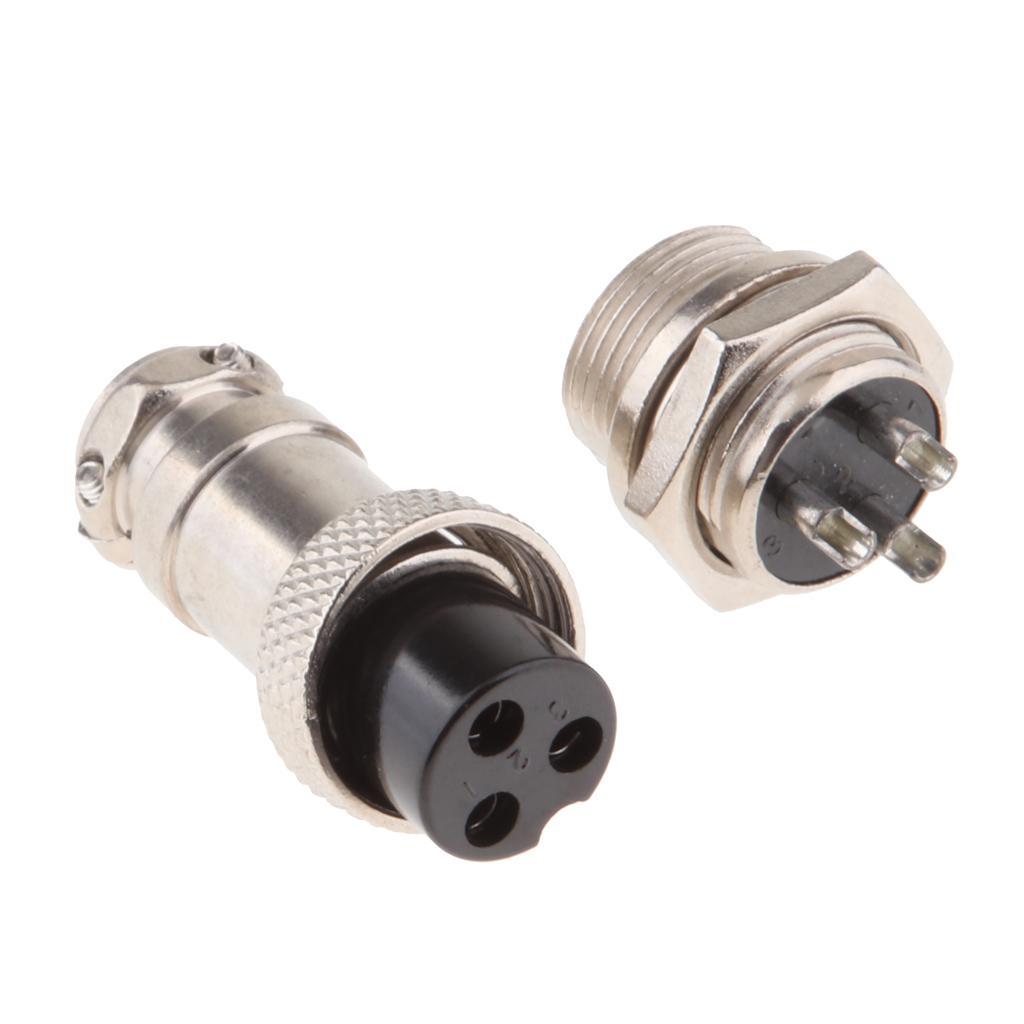 GX16 3Pin Male & Female Circular Aviation Socket Plug Wire Panel Connector