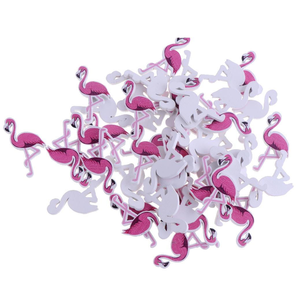 50Pcs Lovely Cartoon Animal Wood Buttons DIY Flamingo Boutons For Kids Baby