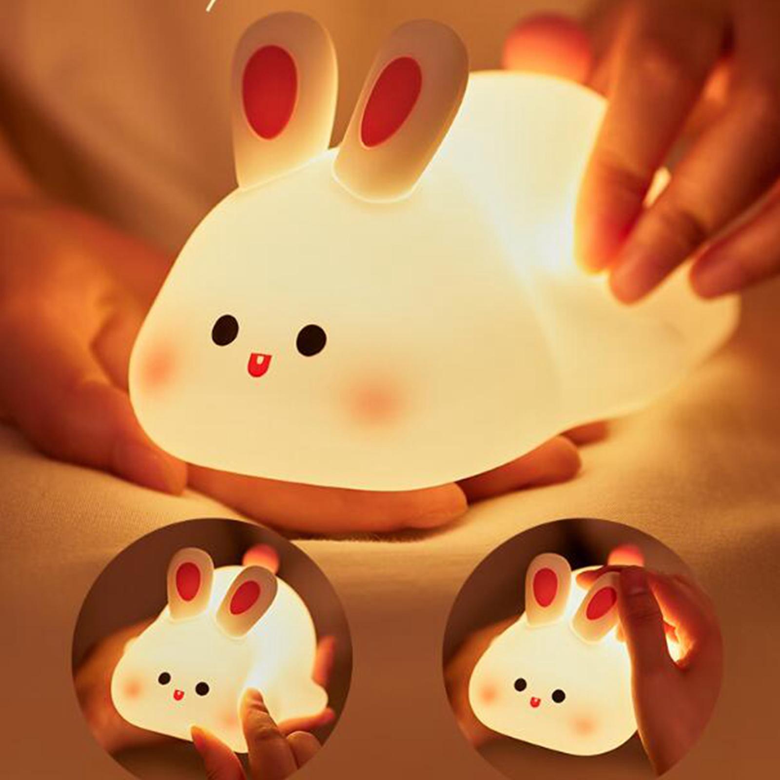 Rabbit Night Light Kids LED USB Bunny Bedside Lamp for Sleeping Bedroom Home