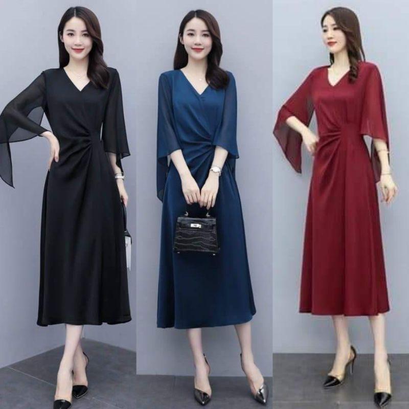 ĐẦM XÒE XẾP LI EO TAY VOAN CHOÀNG