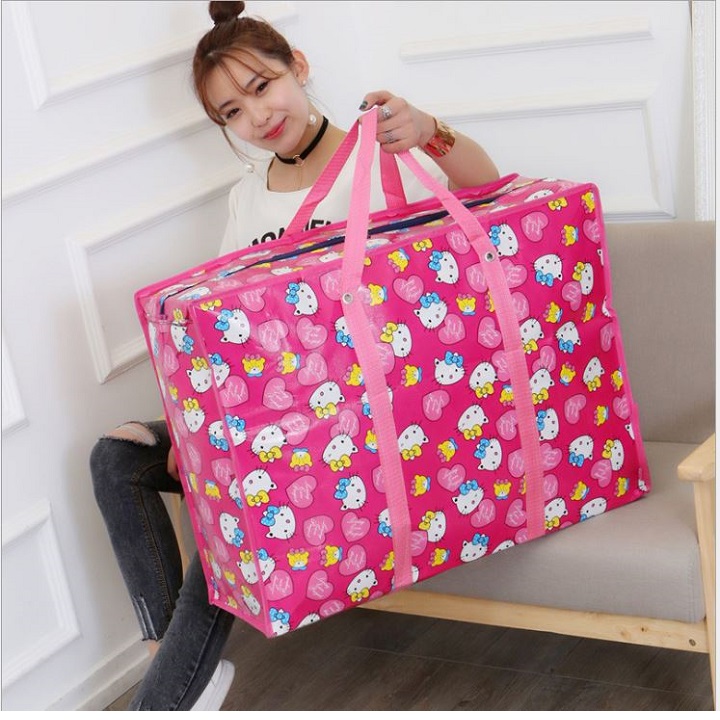 Túi bạt có dây kéo quai xách đựng đồ, kích thước 70*70*30 cm