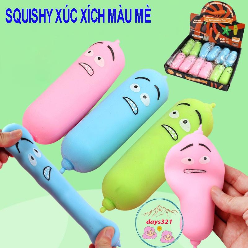 SQUISHY HÌNH CÁI BÁNH XÚC XÍCH biểu cảm ngộ nghĩnh cực đáng yêu đồ chơi bóp tay