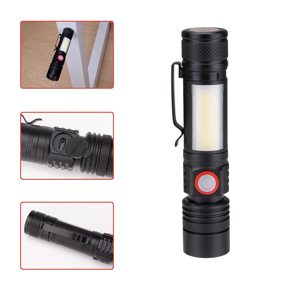 Đèn Pin LED Sạc USB Quân Sự Mạnh Mẽ COB Đèn Di Động Phóng To Đèn Pin Cho Ô Tô Nhà Để Xe Hội Thảo Cắm Trại DIY