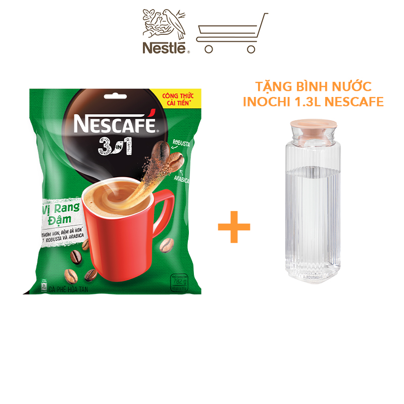 [Tặng Bình nước Inochi 1.3L NESCAFE] Nescafé 3IN1 công thức cải tiến - VỊ RANG ĐẬM (bịch 46 gói)