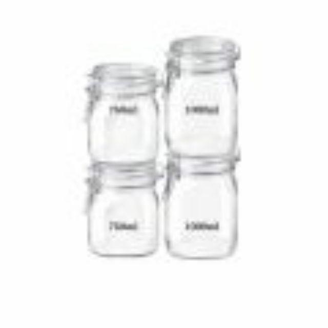 Combo 4 hũ thủy tinh nắp cài Fido 750ml-1000ml