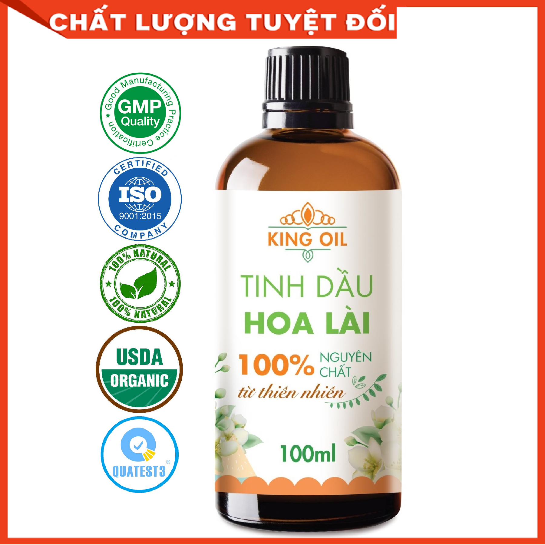 Tinh dầu Hoa Lài 100ml nguyên chất từ thiên nhiên, xông phòng, khử mùi, thơm phòng, đuổi muỗi - KingOil
