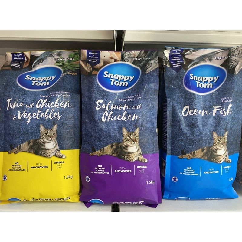 TÚI 1.5KG - THỨC ĂN HẠT DÀNH CHO MÈO MIX CÁ CON SẤY SNAPPY TOM TÚI 1.5KG