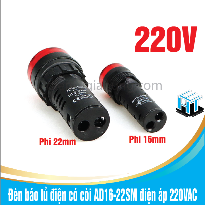 Đèn báo tủ điện có còi AD16-22SM điện áp 220VAC