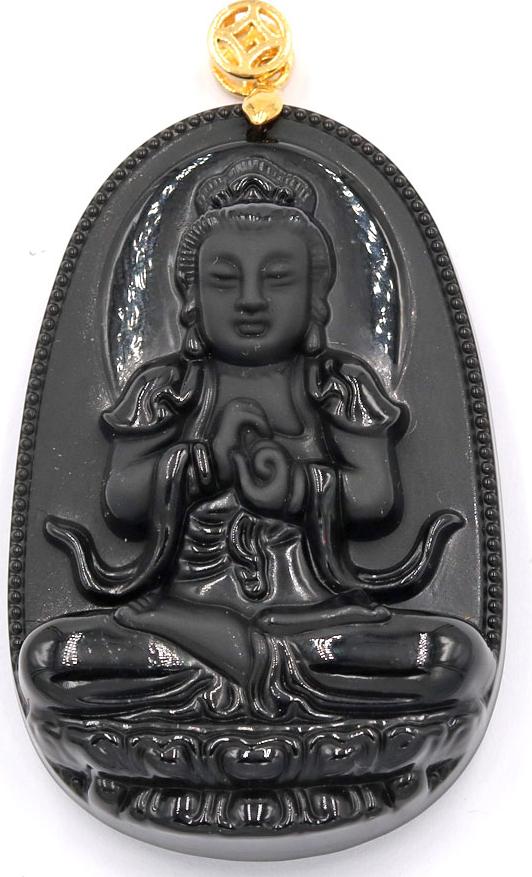Mặt dây chuyền bồ tát Như lai Đại nhật đen 6 cm