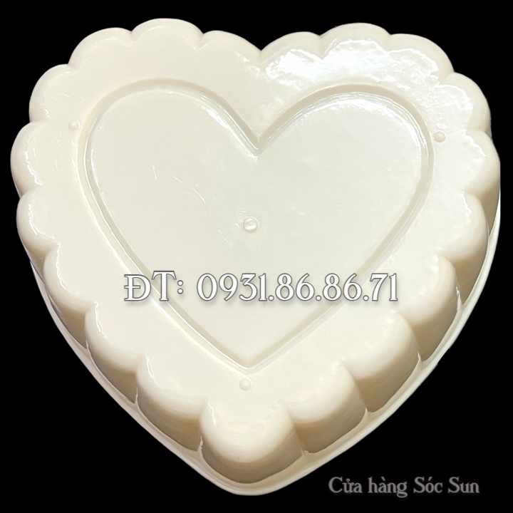 Khuôn làm bánh, rau câu trái tim đôi viền hoa loại 20 cm – Mã số 1938
