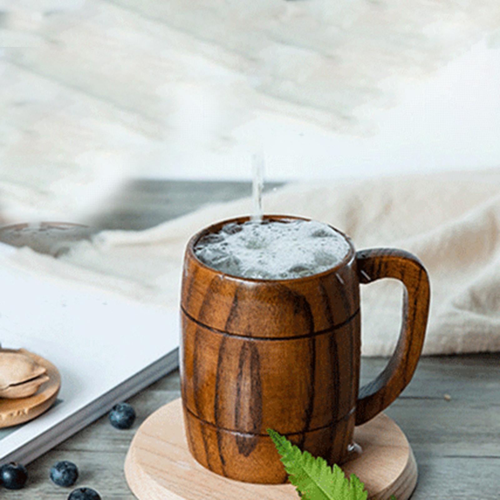 Wood Beer Mug Camping Cup Coffee Cup Vintage 400ml for Home