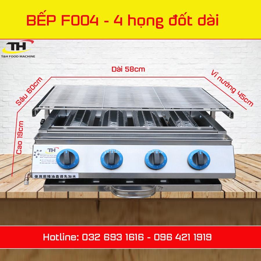 Bếp nướng gas hồng ngoại 4 họng dài