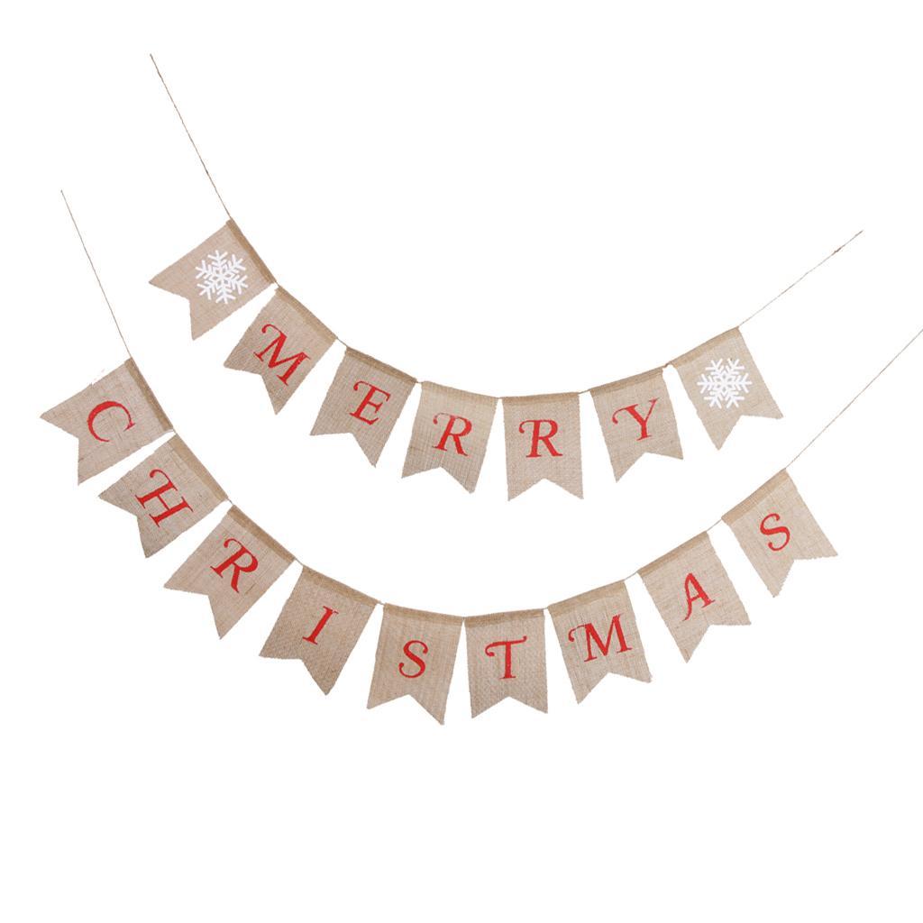 Burlap Bunting Xmas Banner Merry