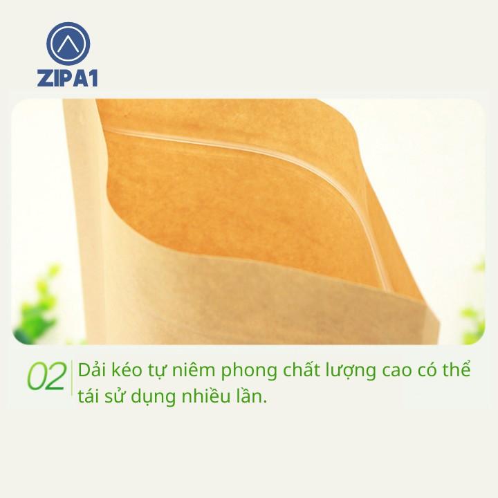 10 Túi zip giấy Kraft đáy đứng - Có cửa sổ bền, chắc - Túi zip Kraft - Zip A1 - A1011