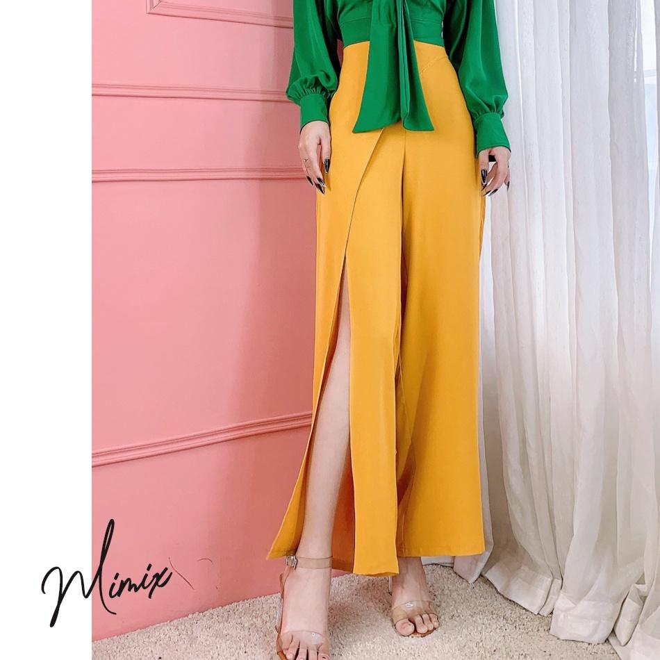 Quần tây trơn ống suông phối vạt chéo MIMIX sang trọng AO2150