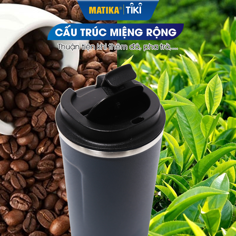 Cốc Giữ Nhiệt Chân Không MATIKA MTK-C1540 Cốc Đựng Nước Giữ Nhiệt Có Nắp Đựng 540ml - Hàng Chính Hãng