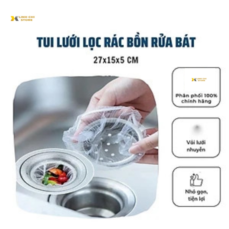 Combo 100 Túi Lọc Rác Bồn Rửa Bát - Túi Lưới Lọc Rác Giúp Ngăn Chặn Tắc Đường Ống