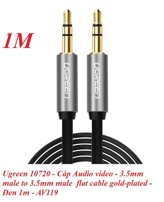 Ugreen UG10720AV119TK 1M màu Đen Cáp âm thanh 2 đầu 3.5mm dương dây dẹt - HÀNG CHÍNH HÃNG