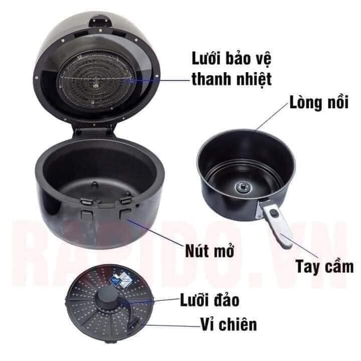 Nồi Chiên Nướng Không Dầu Bằng Điện 8 Lít ABG Cao Cấp - Noi Chien Khong Dau, Nồi Chiên Chân Không, Công Suất 1500W, Công Nghệ Rapid Air Hạn Chế Dầu Mỡ, Dùng Để Chiên, Nướng, Quay ,Ứng Dụng Trong Gia Đình –Hàng Chính Hãng