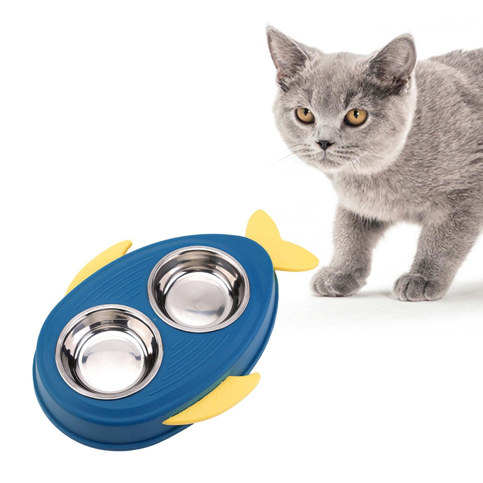 Water and Food Bowls Pet Feeder Waterer Dispenser Blue