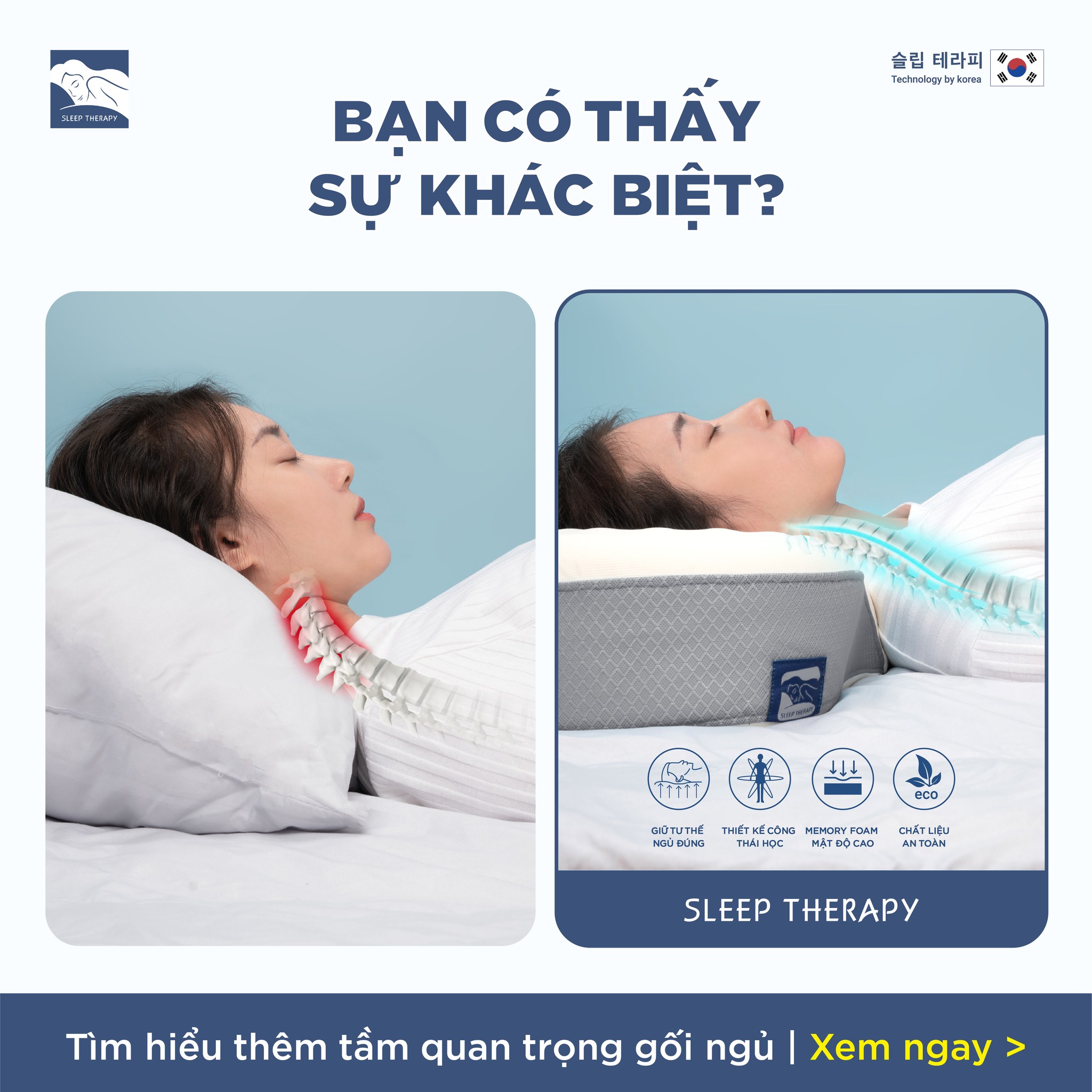 Set gối cặp đôi - Gối ngủ ngon giảm đau vai gáy cổ - Sleep Therapy - Màu ngẫu nhiên