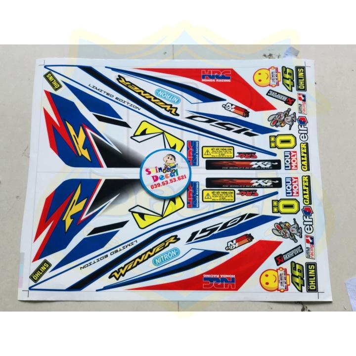 Tem rời xe winner R trắng xanh