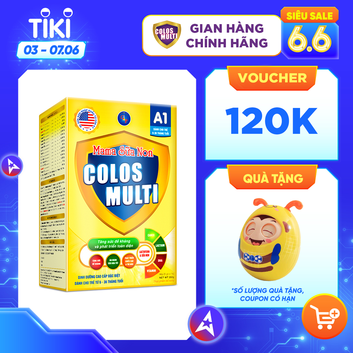 Sữa bột Colosmulti A1 hỗ trợ tăng cường sức đề kháng cho trẻ hộp 25 gói x 14g