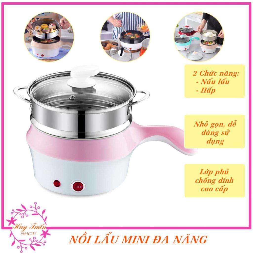 Nồi Lẩu Điện Đa Năng 2 Tầng Mini 2 in1 Chống Dính