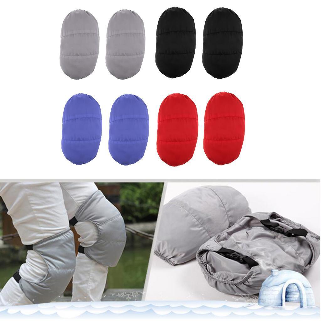 2pcs Adjustable Duck Down Knee Warmers Pads Windproof Keep Warm Cycling Knee Support Sleeve