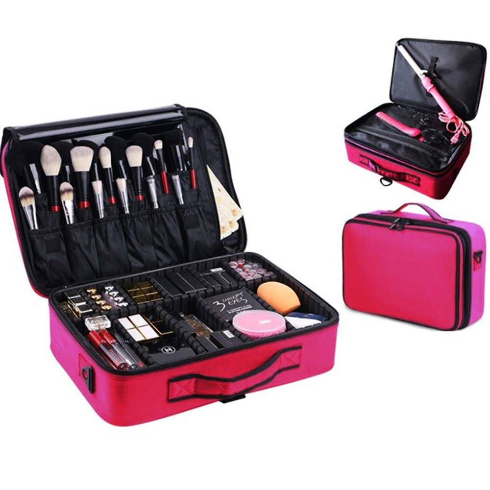 Cốp Vali 3 Lớp Vải Dù, Cỡ Lớn, Không Thấm Nước  Đựng Đồ Makeup, Nail, Nối Mi, Phun Xăm Tiện Lợi Chia Ngăn Linh Hoạt, Xếp Tùy Ý, Thông Minh, Đa Dụng, Độ Bền Cao, Tay Cầm Chắc Chắn, Có Dây Đeo, Hai Màu Thời Trang Tùy Chọn