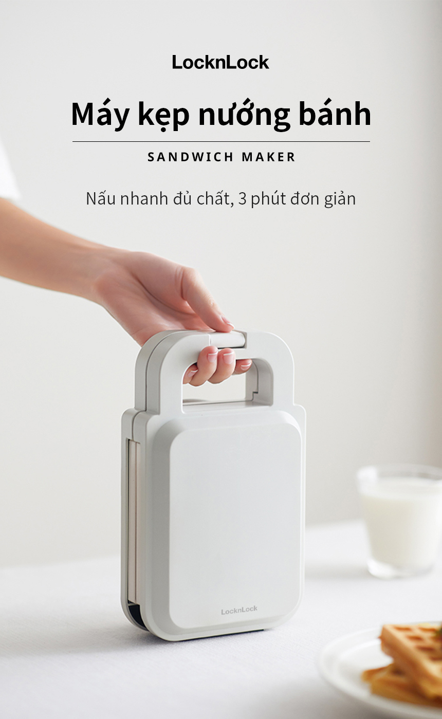 Máy kẹp nướng bánh LocknLock EJB126IVY - Hàng Chính Hãng