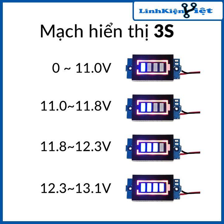 Mạch hiển thị mức năng lượng pin 1S / 2S / 3S / 4S đo dung lượng pin, acquy