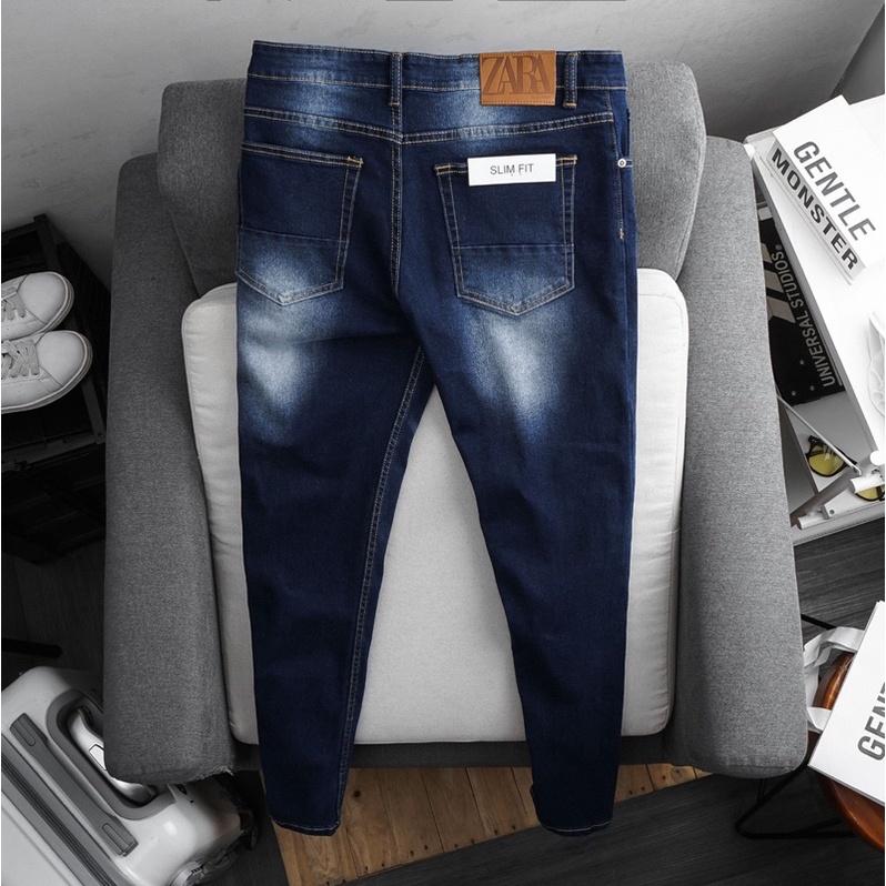 Quần jean xanh nam xuất xịn ống ôm skinny