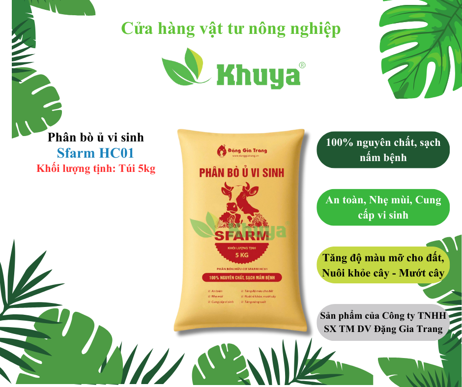 Phân bò hữu cơ vi sinh Sfarm 5kg