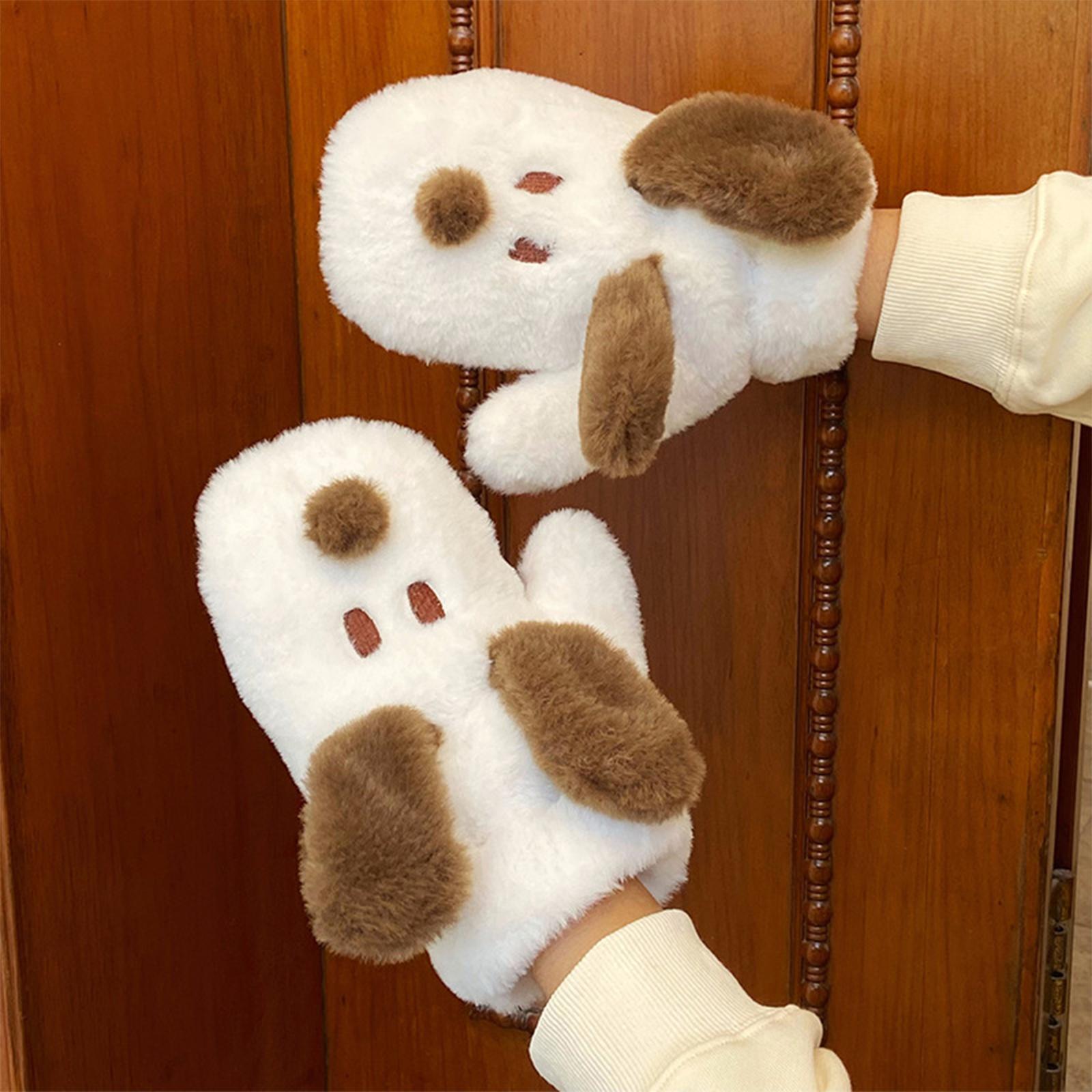 Women's Cute Plush Gloves Warm Fashion Cartoon Animal Mittens for Winter Hiking Skiing