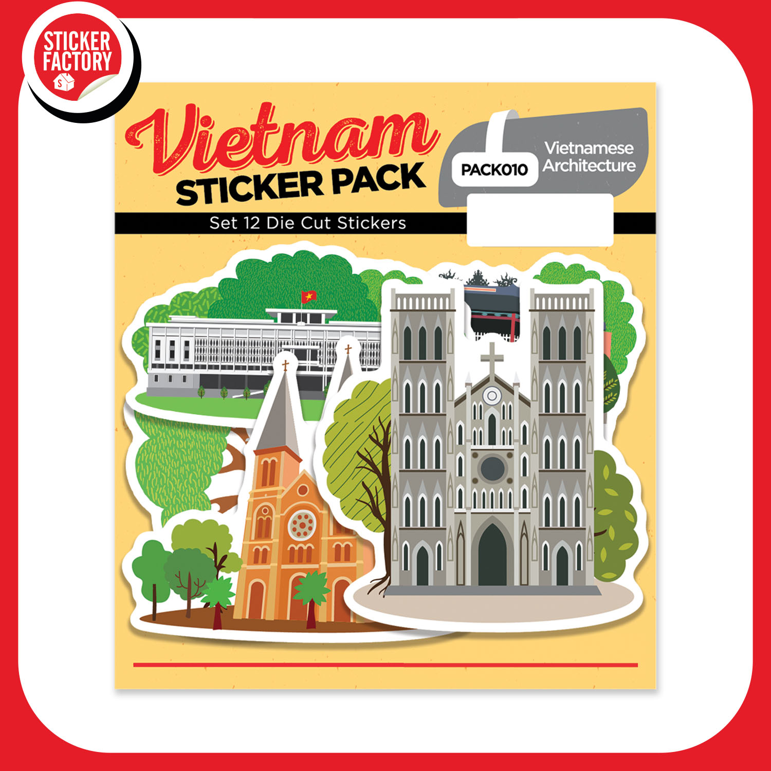 PACK010 Vietnamese Architecture - Set 12 hình dán Die Cut Sticker Pack Sticker Factory