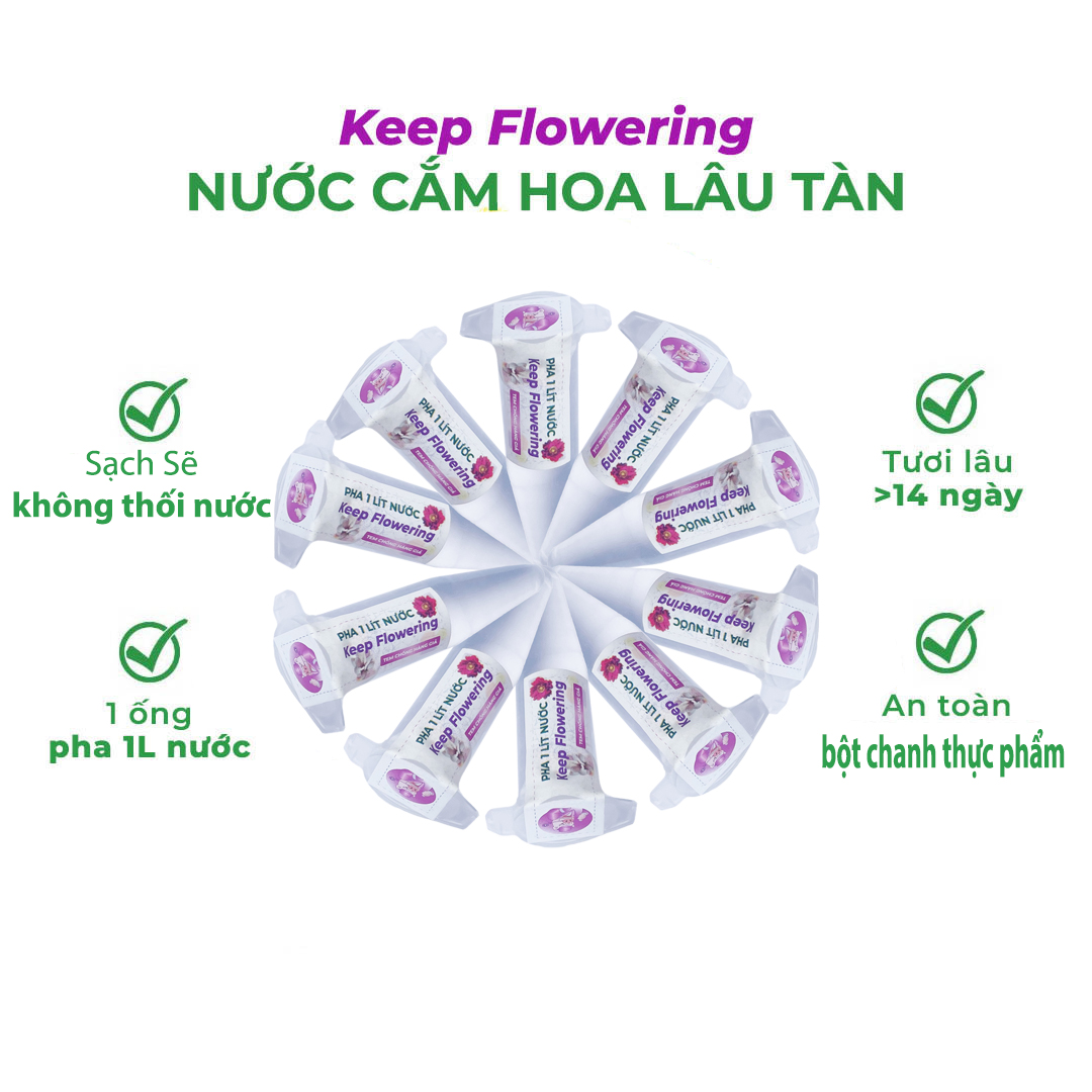 Nước cắm hoa lâu tàn Keep Flowering - An toàn tuyệt đối - 1 Ống pha 1L