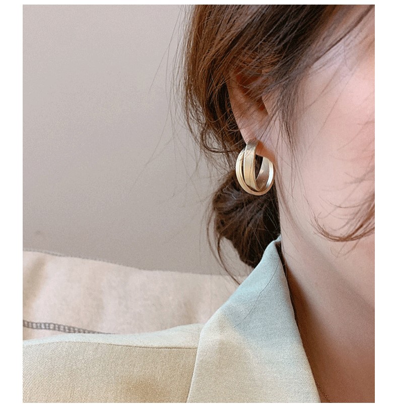Bông Tai- Khuyên Tai Nữ Hợp Kim Hình Tròn 2 Vòng Sang Trọng/B&m Elegant/BTHK3004