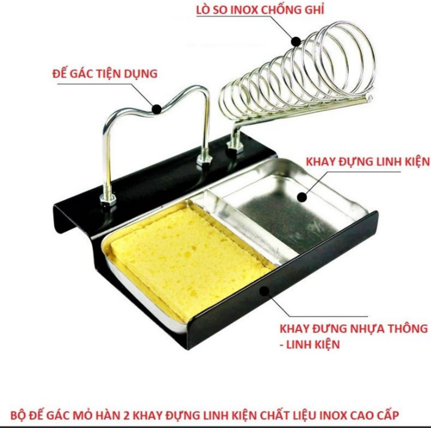 BỘ ĐẾ GÁC MỎ HÀN THIẾC KÈM KHAY TẢN NHIỆT ĐỰNG LINH KIỆN TIỆN DỤNG HÀNG CHUẨN