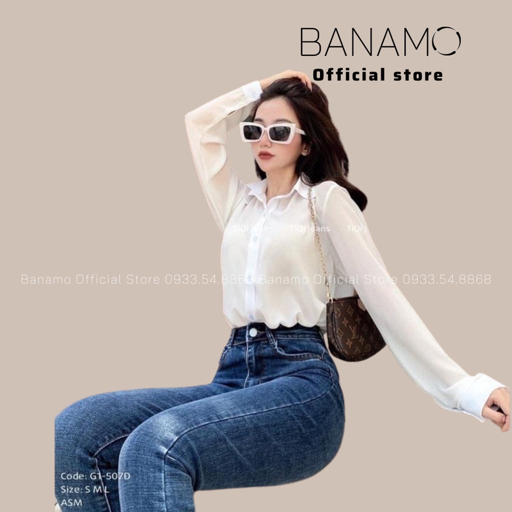 Quần jean nữ ôm trơn xanh đậm siêu đẹp thời trang banamo fashion jean nữ ôm trơn 7610