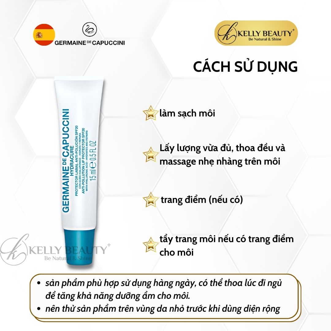 Son Dưỡng Môi Germaine Hydracure Anti-Pollution Lip Protector SPF20 - Chống Nắng, Dưỡng Ẩm, Phục Hồi Môi | Kelly Beauty