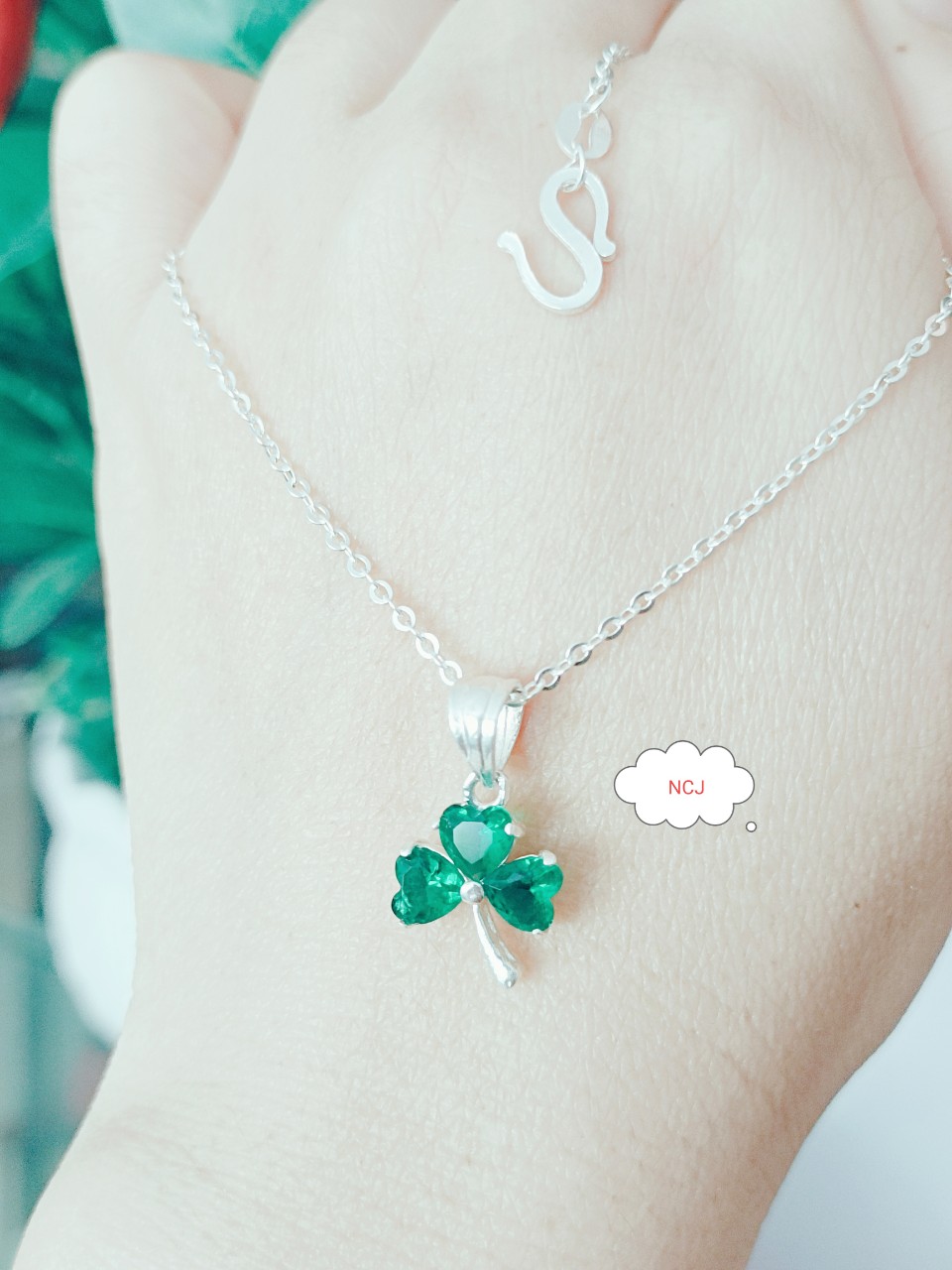 DÂY CHUYỀN BẠC MẶT ĐÍNH ĐÁ XANH XINH XẮN