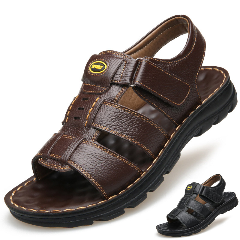 Giày Sandal (Xăng Đan) dép quai hậu big size cỡ lớn cho nam chân to cân đối bằng da bò - SD146